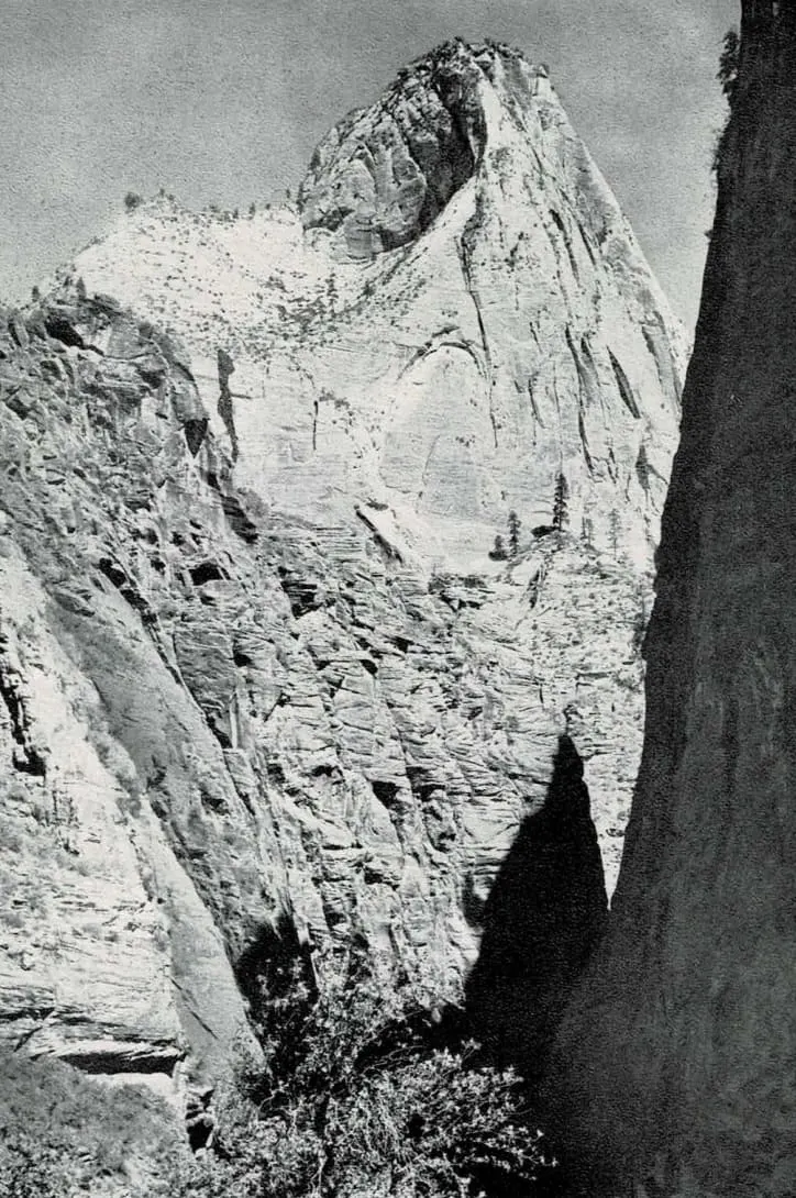 Mountains of Mystery in Zion National Park from the historic brochure