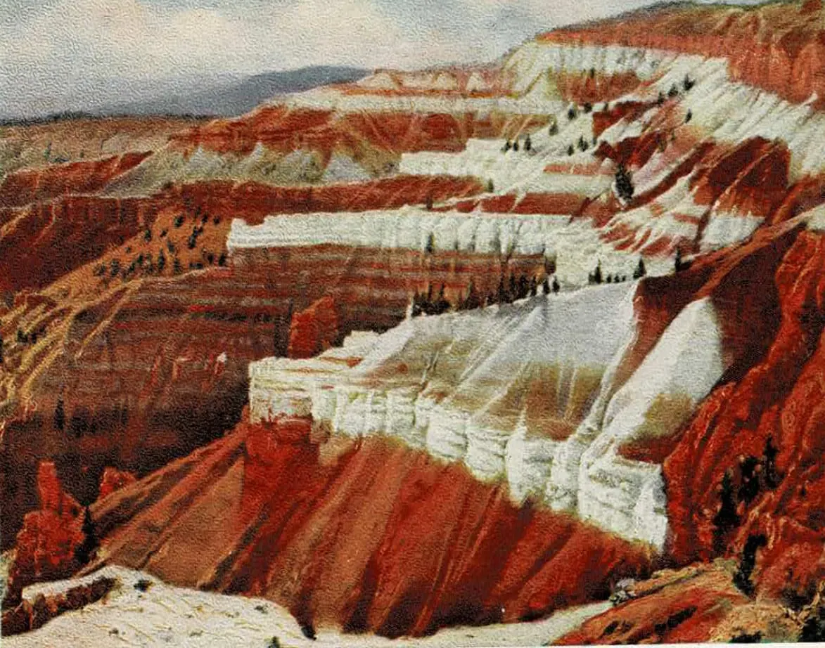 The Painted Amphitheater of Cedar Breaks from the historic travel brochure