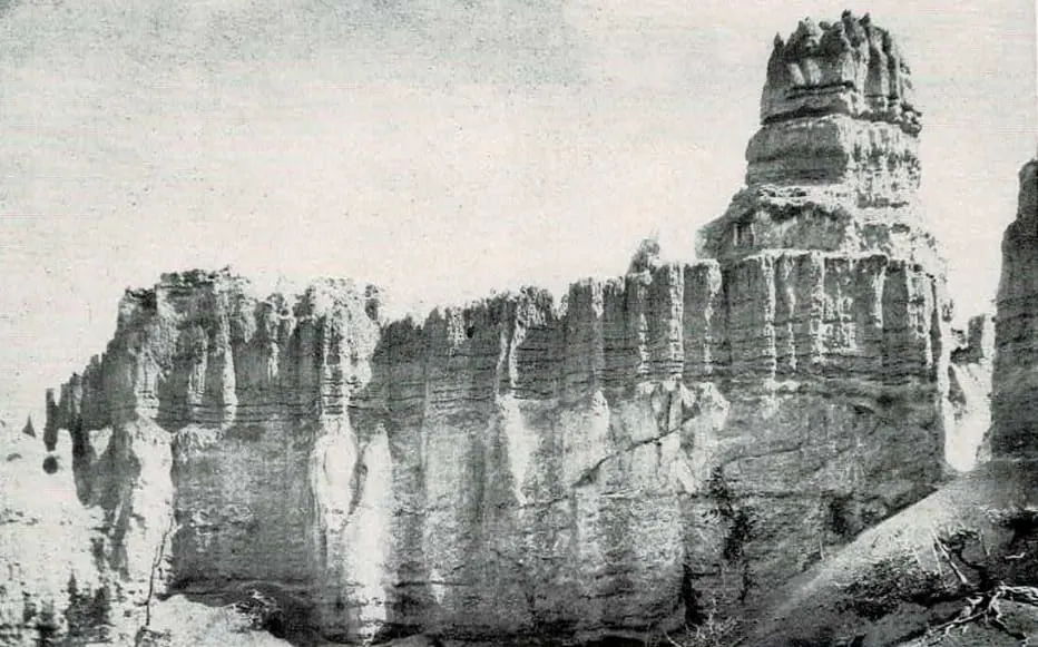 The Cathedral, Bryce Canyon, from the historic travel brochure