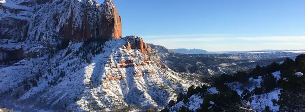 Towering red rock cliffs at Kolob Canyons, Zion National Park