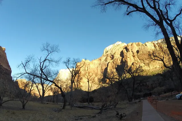 The Canyon Overlook Trail approaching a red rock amphitheater